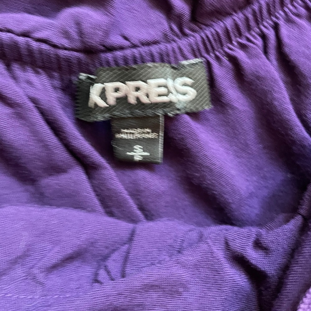 Express | Purple Ruffled Top - Small Sleeves - Picture 2 of 4